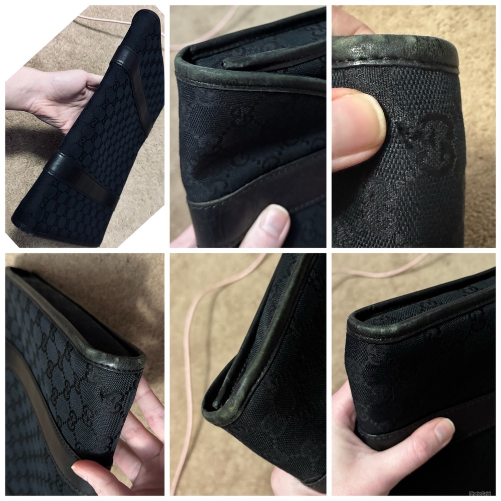 Gucci AUTHENTIC Vintage Monogram GG Black Canvas Clutch Bag File Laptop Case - Picture 10 of 16